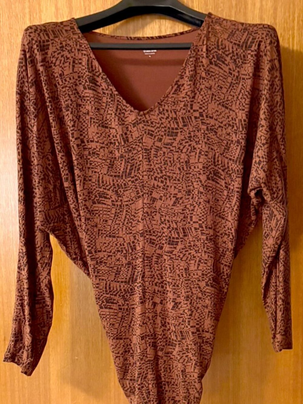Garnet Hill Zuri Comfort Knit Top XL Brown/Blk